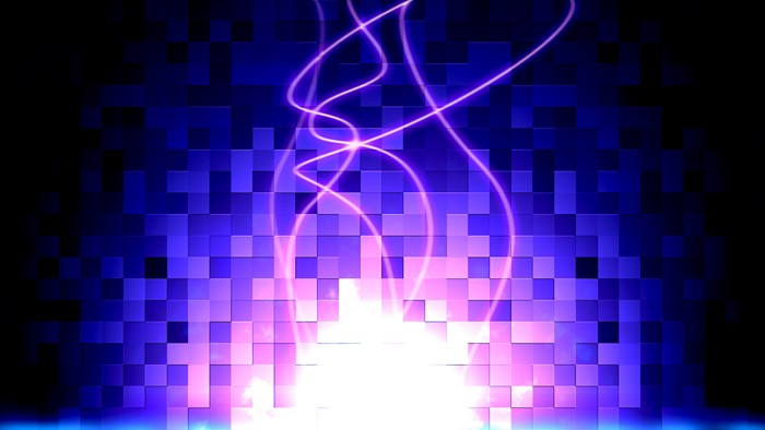 Purple glowing squares with light streaks