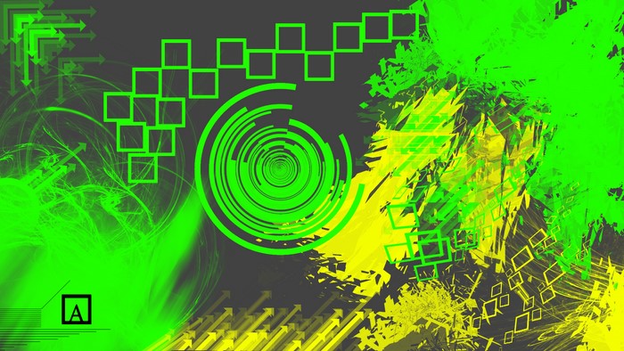 Abstract Green and Yellow Geometric Shapes