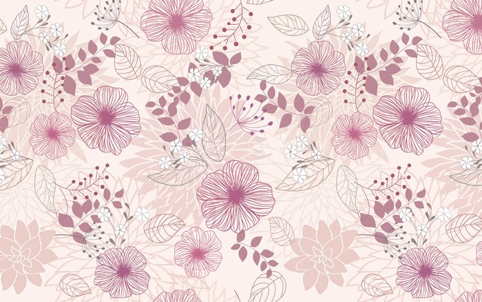 Floral pattern with pink and purple flowers
