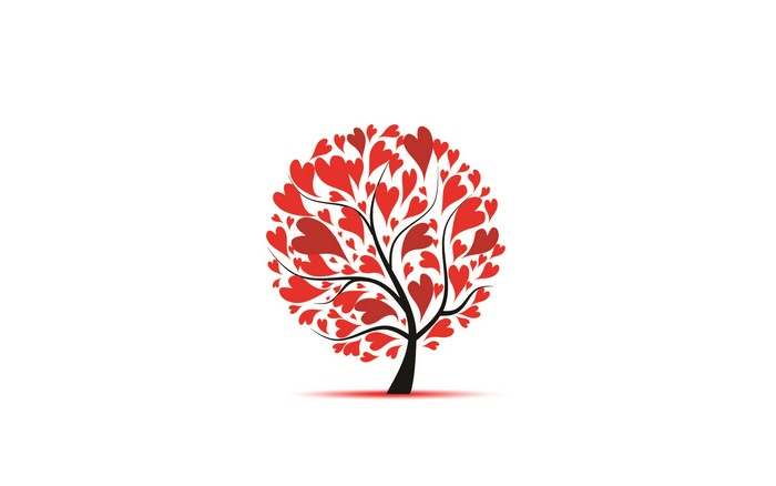Tree with red heart-shaped leaves