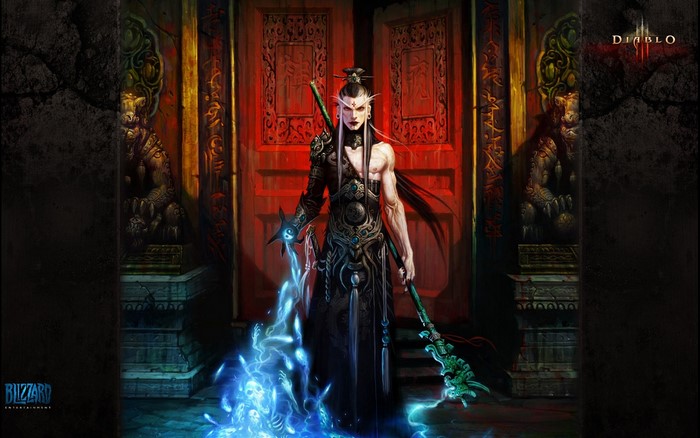 Wizard from Diablo III with blue energy