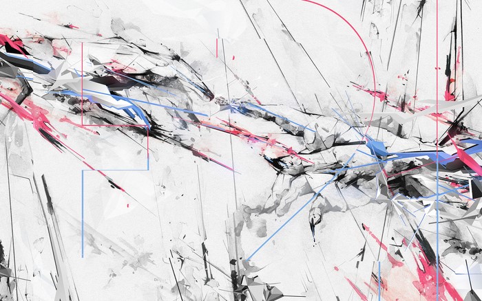 Abstract Digital Art with Pink and Blue Lines