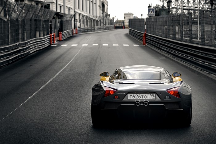 Marussia B2 sports car on a race track