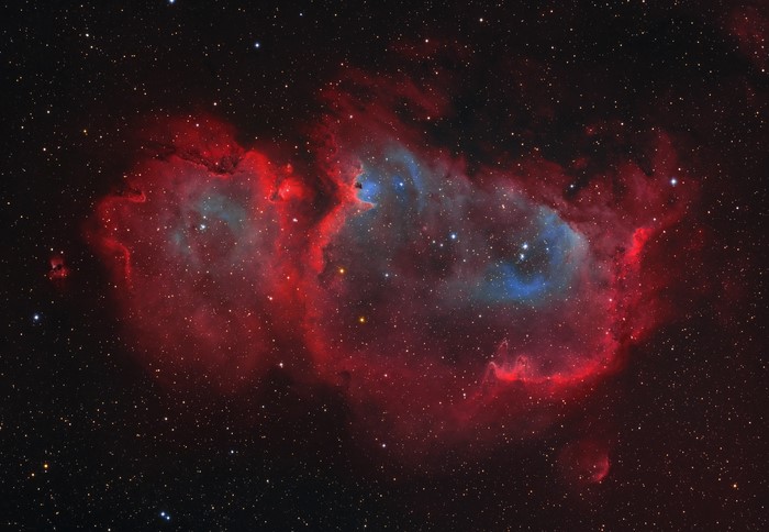 Red Nebula with Stars in Space