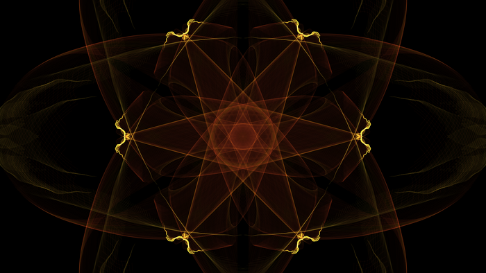Abstract generative art with orange and yellow fractal patterns