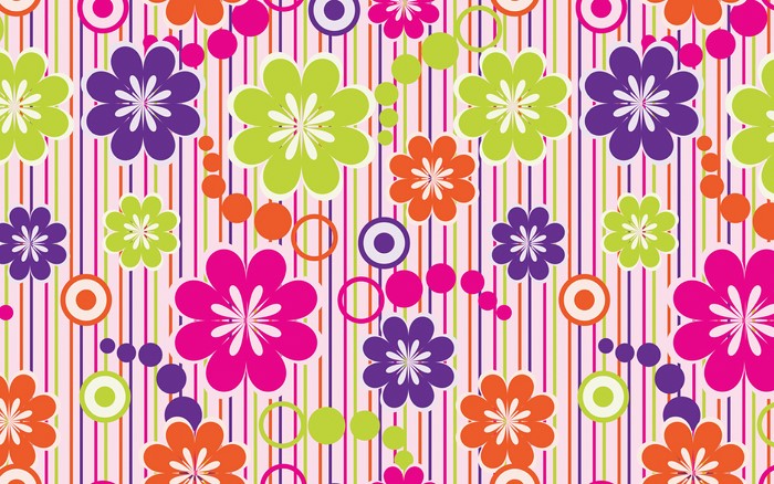 Colorful floral pattern with stripes