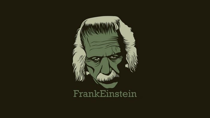 Frankenstein's monster with Einstein's hair and mustache