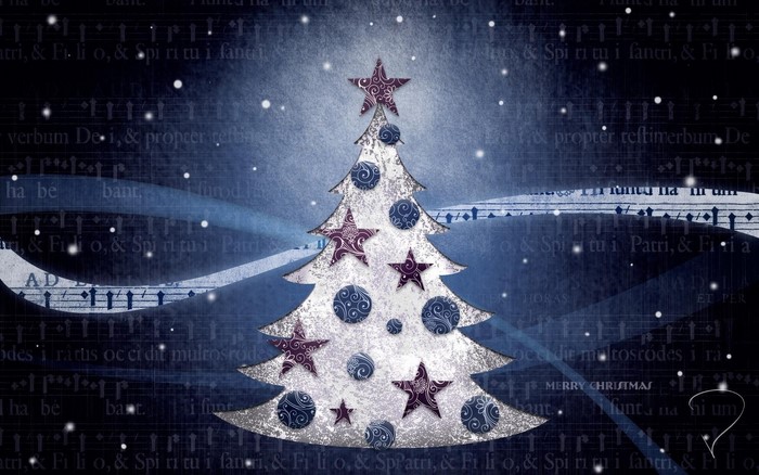 Christmas Tree with Musical Notes and Snow