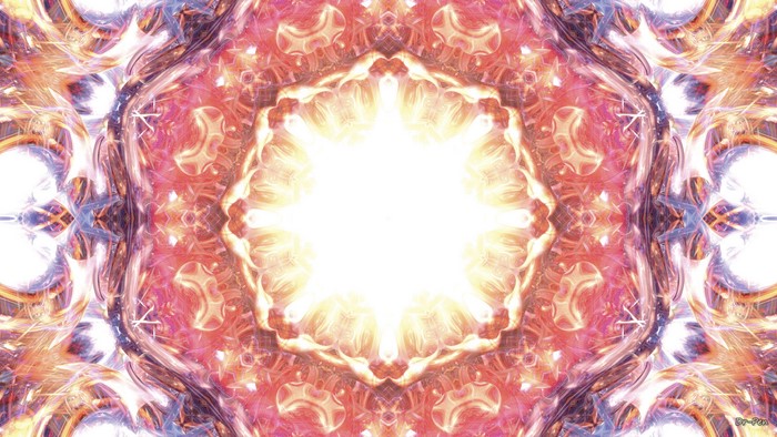 Abstract Digital Art Mandala with Bright Yellow Center