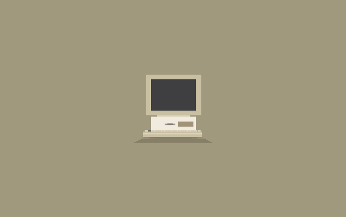 Minimalist vintage computer on a plain background