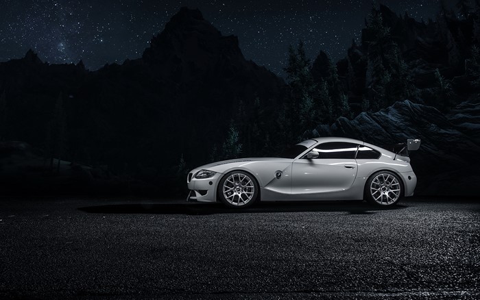 White BMW Z4 M Coupe at Night
