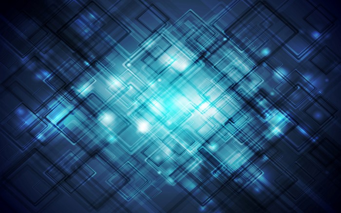 Abstract Blue Geometric Squares with Light Effects