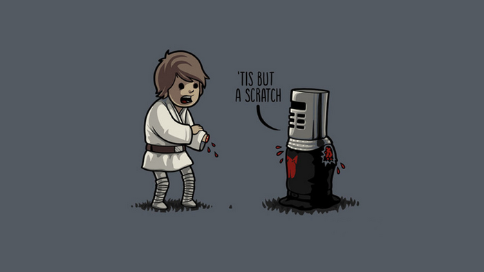 Luke Skywalker and Black Knight from Monty Python and Star Wars