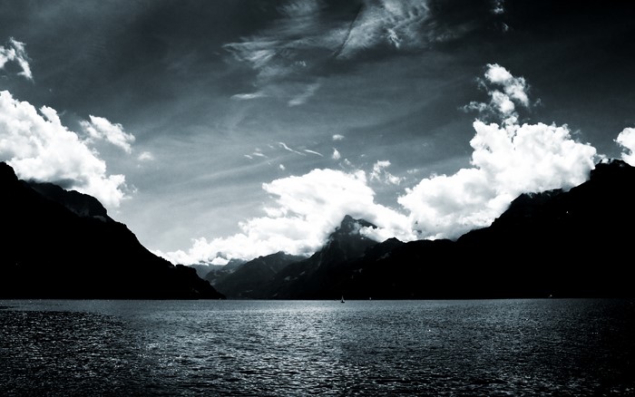 Lake and Mountains with Clouds