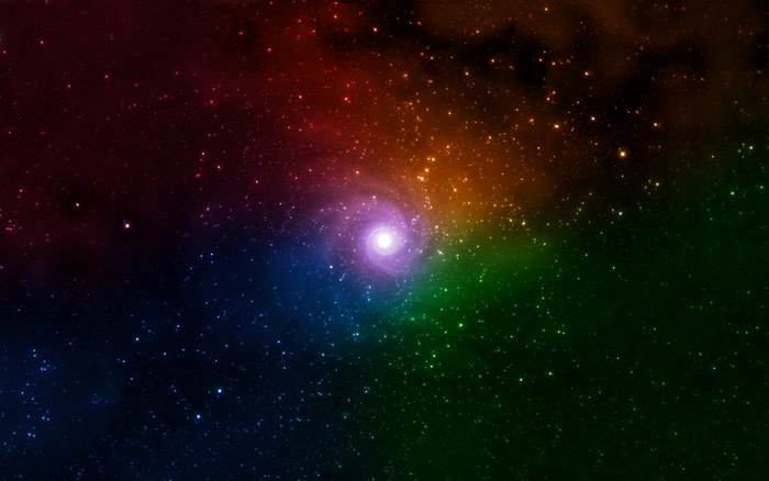 Colorful spiral galaxy in deep space