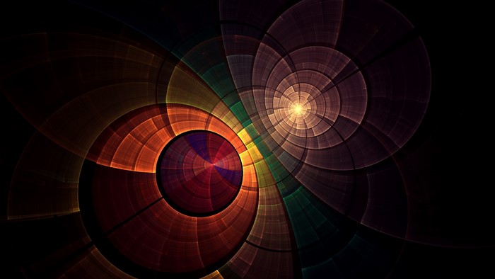 Abstract fractal pattern with concentric circles and color gradient