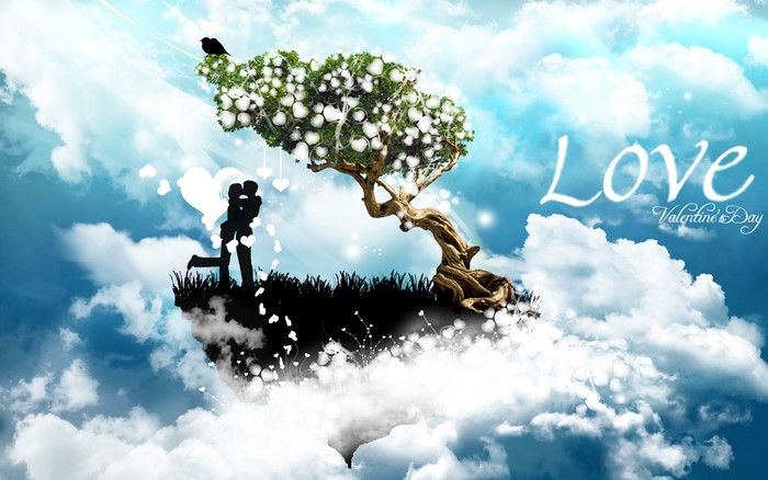 Love Valentine's Day Couple Kissing Tree