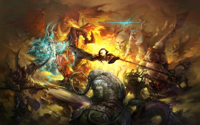 DotA characters in a chaotic battle scene