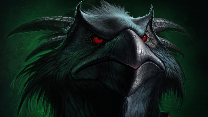 Fantasy Creature with Red Eyes and Horns