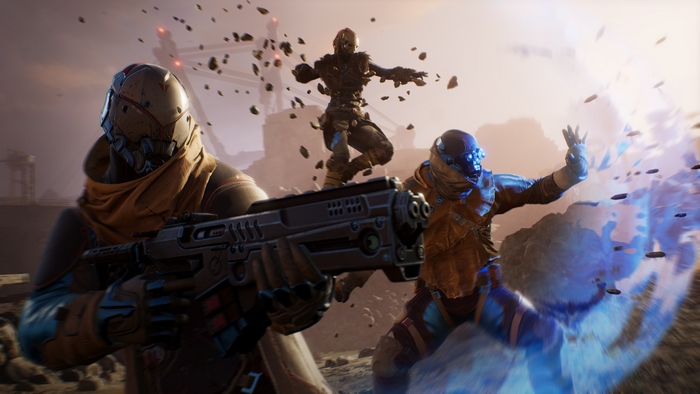 Outriders characters in combat 4K