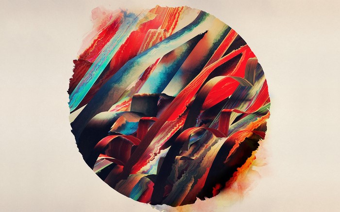 Abstract circular painting with colorful brushstrokes