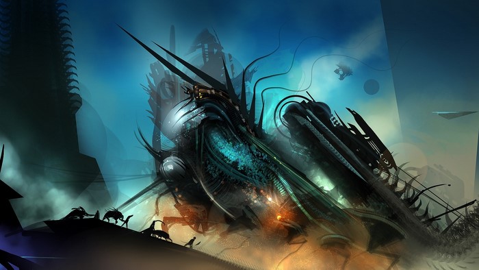 Sci Fi Abstract Landscape with Alien Structures