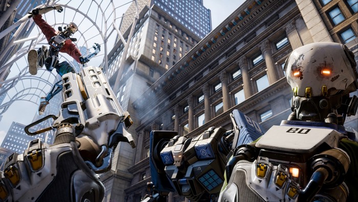 Robo Recall robots in a city