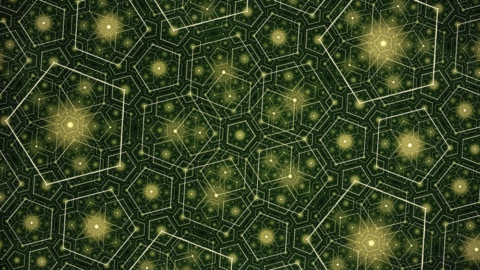 Abstract geometric fractal pattern with glowing stars
