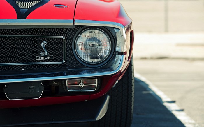 Red Ford Mustang Shelby GT500 Front View