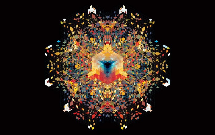 Abstract Geometric Cube Digital Art