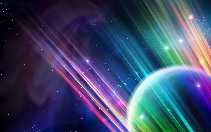 Abstract Sci-Fi Planet with Rainbow Streaks