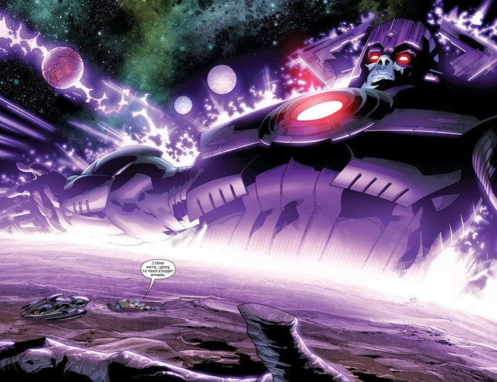 Galactus and spaceships on a planet