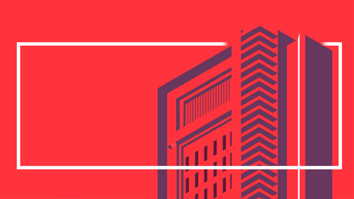 Abstract Building Design with White Frame