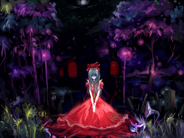 Hina Kagiyama in Red Dress with Green Hair