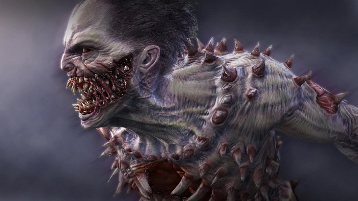 Disturbing monster with spikes and sharp teeth