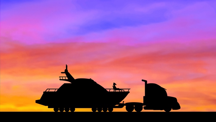 BoJack Horseman silhouette on a trailer at sunset