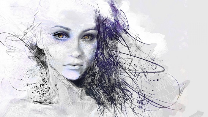Artistic portrait of a woman with abstract elements