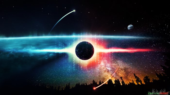 Digital Eclipse in Space with Binary Code