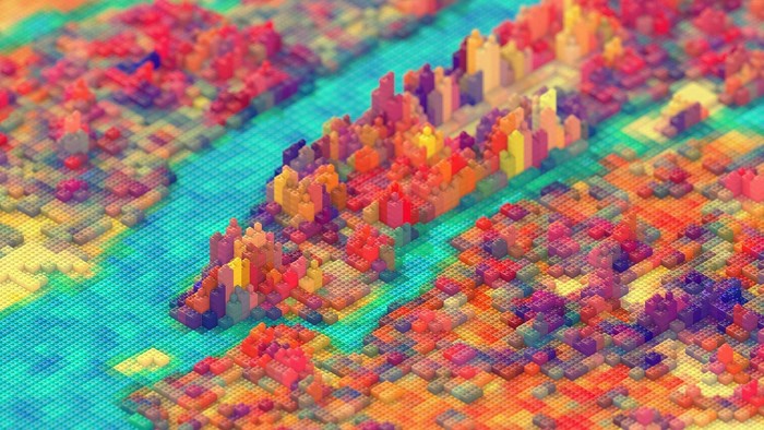 Abstract Lego city landscape with river