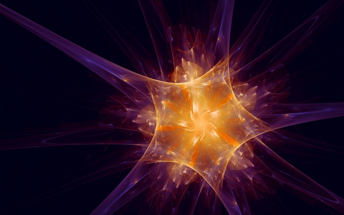 Abstract fractal starburst with purple and orange hues