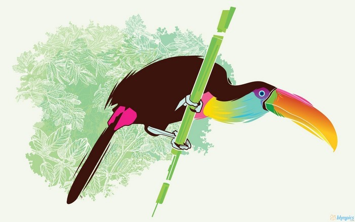 Toucan on a branch with foliage
