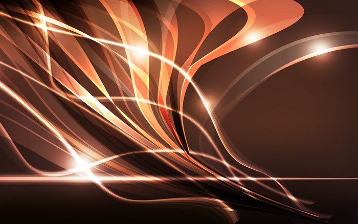 Abstract brown and orange flowing lines with light streaks