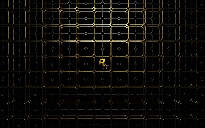 Rockstar Games logo on a black and gold grid