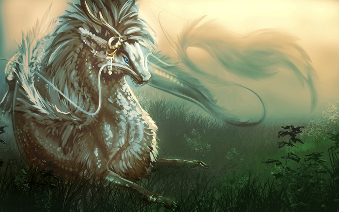 Fantasy Dragon in a Misty Forest