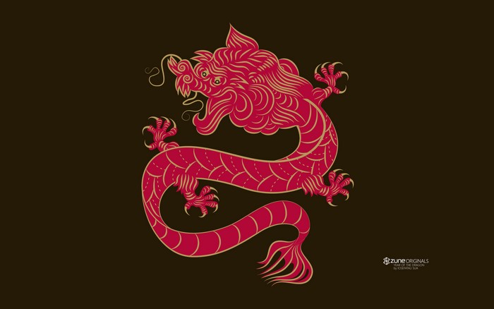 Red and gold dragon illustration for Zune Originals