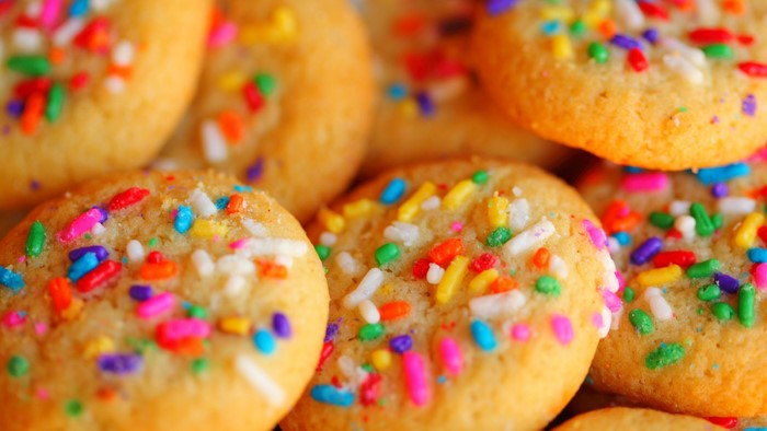 Close-up of colorful sprinkle cookies