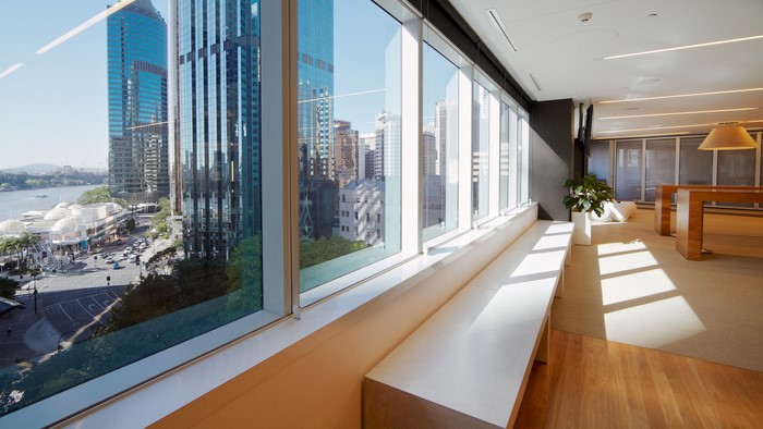 Modern office interior with city view