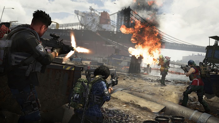 The Division 2 Agents in Combat with Burning Ship