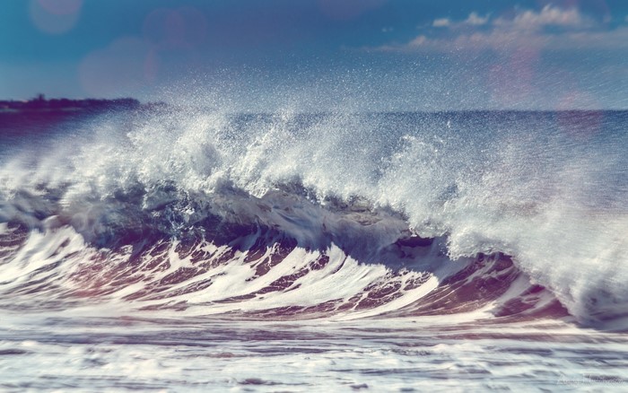Wave crashing on the shore