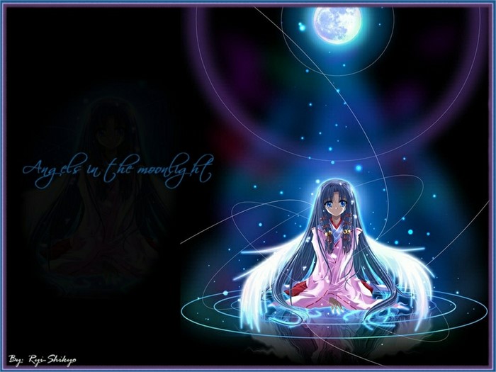 Kanna from Air sitting in moonlight